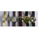 A GROUP OF SIX VINTAGE WRISTWATCH including a Colgate Womens invitational watch. (6)