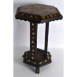 A GOOD 19TH CENTURY ANGLO INDIAN PORCUPINE QUILL INLAID OCCASIONAL TABLE supported on paw feet.