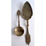A LATE 19TH CENTURY DANISH SILVER ARTS AND CRAFTS SPOON by P Hertz, together with another smaller