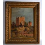 Continental School (C1910) Framed, Oil on canvas, 'Buildings within a landscape'. Signed. Image