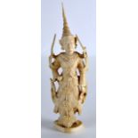 A LATE 19TH CENTURY CARVED IVORY FIGURE OF A GODDESS modelled wearing a spike finial. 5.75ins high.