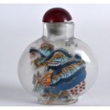 A CHINESE REPUBLICAN PERIOD REVERSE PAINTED SNUFF BOTTLE AND STOPPER decorated with a landscape. 2.