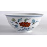 A GOOD 19TH CENTURY CHINESE DOUCAI PORCELAIN BOWL Guangxu Mark and Period, decorated with iron red