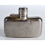 A GENTLEMANS SILVER HIP FLASK. Chester 1924. 3.25ins wide.