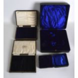 FOUR LEATHER BOXES for silver cruets etc. (4)