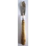 A MID 19TH CENTURY SILVER AND BONE STILTON SCOOP. London 1848. 9.25ins long.
