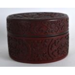 A 19TH CENTURY CHINESE CARVED CINNABAR LACQUER BOX AND COVER decorated with figures kneeling
