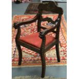 A FINE 19TH CENTURY ISLAMIC MICRO MOSAIC INLAID HALL CHAIR decorated with geometric motifs, the arms