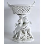 AN 18TH/19TH CENTURY BLANC DE CHINE BASKET CENTREPIECE probably Meissen, incised 1513. 9.75ins