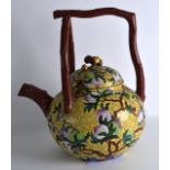 A LARGE AND EXTREMELY UNUSUAL CHINESE CLOISONNE ENAMEL TEAPOT AND COVER Late Qing/Republic,