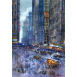 Michael Crawley (20th Century) British, 'Fifth Avenue New York'. Image 11ins x 15ins.