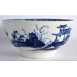 AN 18TH CENTURY WORCESTER BOWL painted with the Precipice pattern. 7Ins diameter.