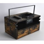 A LOVELY 19TH CENTURY JAPANESE MEIJI PERIOD SILVER MOUNTED LACQUER CARRYING BOX decorated all over