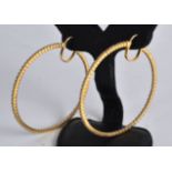 A PAIR OF 18CT GOLD AND DIAMOND SET HOOP EARRINGS.