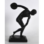 A 19TH CENTURY ITALIAN GRAND TOUR BRONZE depicting the discus thrower. 7.25ins high.