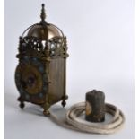 A LOVELY ANTIQUE BRASS LANTERN CLOCK an exact copy of the Knibb example, engraved with flowers. 9.