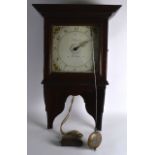 AN 18TH/19TH CENTURY COUNTRY OAK HANGING WALL CLOCK by T Wright of Dorking, the dial painted with