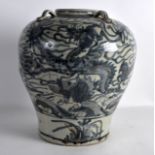 A GOOD 16TH/17TH CENTURY CHINESE BLUE AND WHITE BALUSTER JARLET Ming, painted with stylised dragons