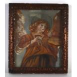 Italian School (20th Century) Framed pastel, 'Angel playing its instrument'. 9.5ins x 7.5ins.