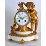 A MID 19TH CENTURY FRENCH OROMOLU AND WHITE MARBLE MANTEL CLOCK the dial signed Allion Versailles,