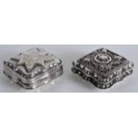 A 19TH CETURY DUTCH SILVER SNUFF BOX together with another similar silver snuff box. 2.25ins