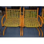 A STYLISH SET OF 1970S ITLALIAN CHROME GARDEN CHAIRS.