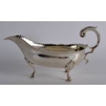 A GEORGE III SILVER SAUCEBOAT with reeded border. 5oz. London 1785.