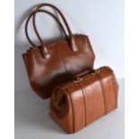 TWO LADIES TAN LEATHER BAGS. (2)