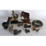 A GROUP OF VARIOUS VINTAGE PIPES together with a white metal bangle, bronze figure etc. (qty)