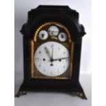 AN 18TH CENTURY EUROPEAN BRACKET CLOCK the dial with gilt metal surround, the top depicting a male