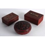 AN UNUSUAL EARLY 20TH CENTURY CHINESE CINNABAR LACQUER AND HARDSTONE BOX together with another