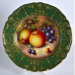 A ROYAL WORCESTER PORCELAIN PLATE painte with fruit by John Freeman, C1960. 8.75ins diameter.