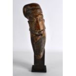 AN UNUSUAL 18TH CENTURY CARVED FOLK ART MOUNTED HEAD possibly from a walking cane