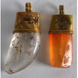 AN EARLY GOLD MOUNTED ROCK CRYSTAL PENDANT possibly Roman, together with another similar gold