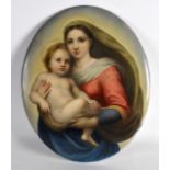 A LATE 19TH CENTURY KPM PORCELAIN PLAQUE painted with the Madonna and Child. 8.75ins x 10.25ins.