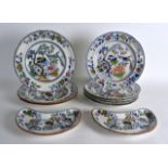 A SET OF FIVE EARLY 19TH CENTURY DAVENPORT IRONSTONE PLATES together with three Ashworth plates &