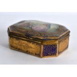 A GOOD 19TH CENTURY SEVRES MINIATURE PORCELAIN SNUFF BOX painted with figures within an interior.