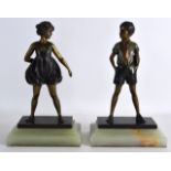 Ferdinand Preiss (1882-1943) A lovely pair of 1920s cold painted bronze figures of 'Hoop Girl'