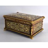 A GOOD 19TH CENTURY FRENCH BOULLE WORK RECTANGULAR CASKET decorated all over with extensive foliage