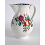 A FINE 18TH CENTURY WORCESTER SPARROWBEAK JUG painted with flowers. 4Ins high.