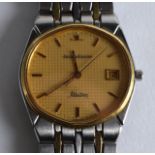 A JAEGER LE COULTRE ALBERTROSS GENTLEMANS GOLD AND STAINLESS STEEL WRISTWATCH with box and spare