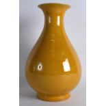 A GOOD CHINESE QING DYNASTY YELLOW GROUND YUHUCHUNPING VASE with crackle glazed interior. 12.5ins