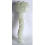 A LARGE CHINESE CARVED HARDSTONE RUI SCEPTRE 20th Century, of naturalistic form, overlaid with