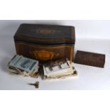 A VINTAGE MACKINTOSH'S SHERATON TOFFEE TIN CASKET containing numerous vintage photographs &