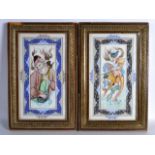 A GOOD LARGE PAIR OF EARLY 20TH CENTURY FRAMED INDIAN PAINTED IVORY PORTRAITS contained within