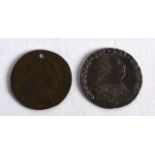 TWO GEORGE III COINS. (2)