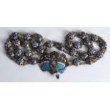 A GOOD EARLY 20TH CENTURY RUSSIAN SILVER AND ENAMEL LADIES BELT overlaid with flowers and