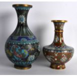 AN EARLY 20TH CENTURY CHINESE CLOISONNE ENAMEL VASE together with another Republic period