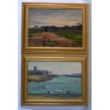 ARNOLD KNIGHT (British), A Framed Pair of Oil on Board, signed & dated, A harbour scene together