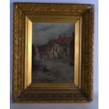 CONTINENTAL SCHOOL (19th Century), Framed Oil on Canvas, indistinctly signed, Woman feeding